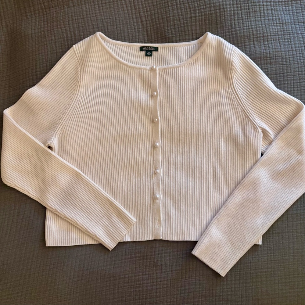NWOT White/Cream Cardigan with Pearl Buttons
